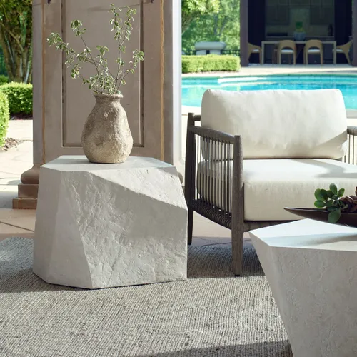 Outdoor/Indoor Side Table, Limestone