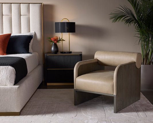 Sahara Sand Leather Lounge Chair