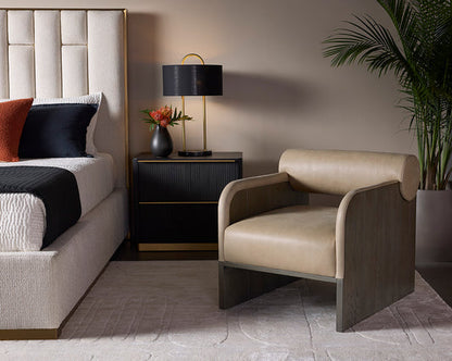 Sahara Sand Leather Lounge Chair