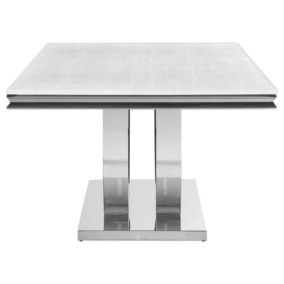 Rectangular White Stone Top Dining Table
