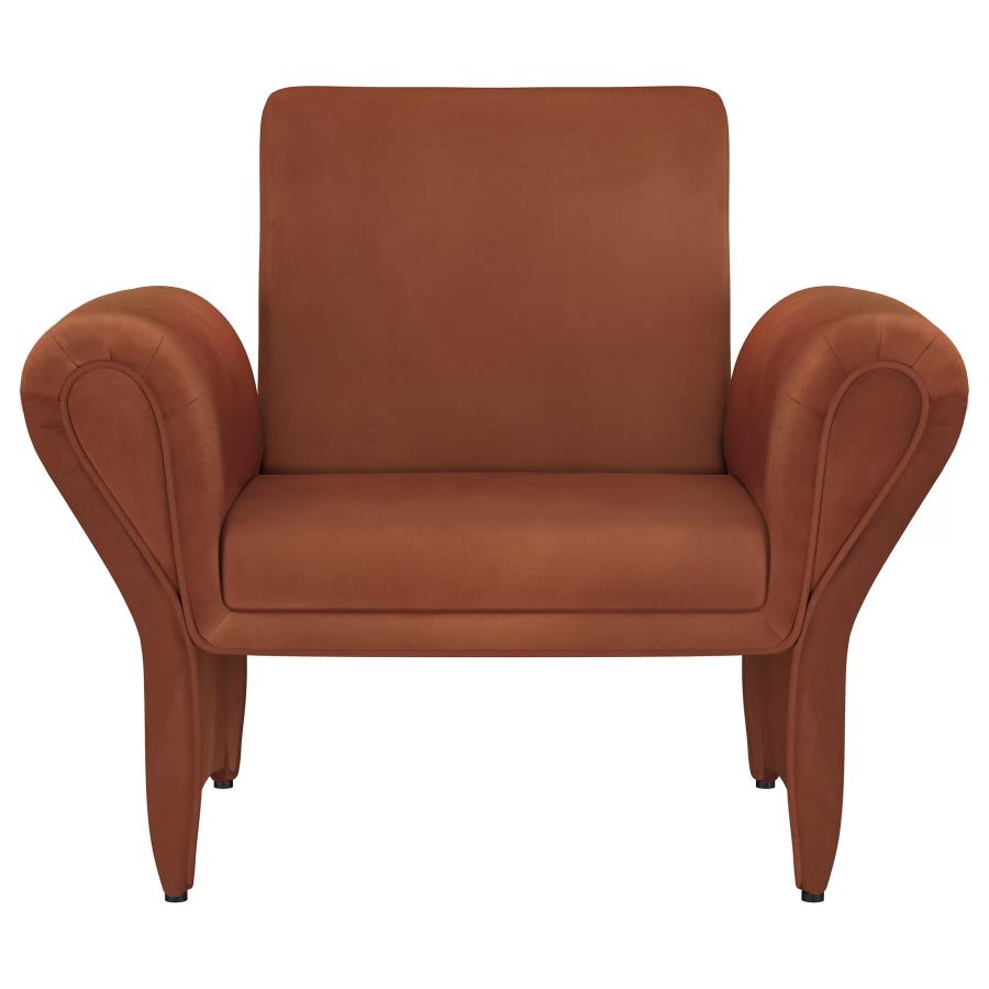 Rust Orange Velvet Accent Chair