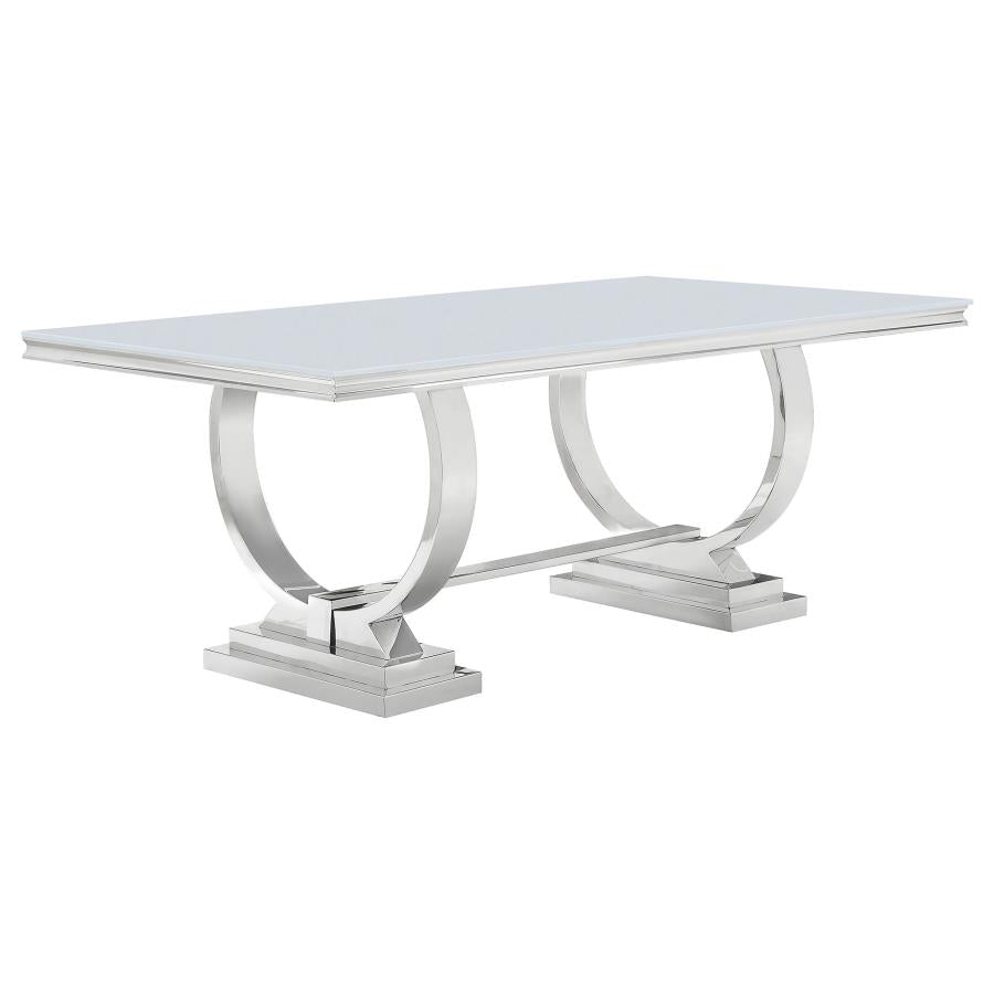 White Glass Rectangular Dining Table