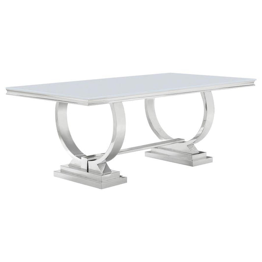 White Glass Rectangular Dining Table
