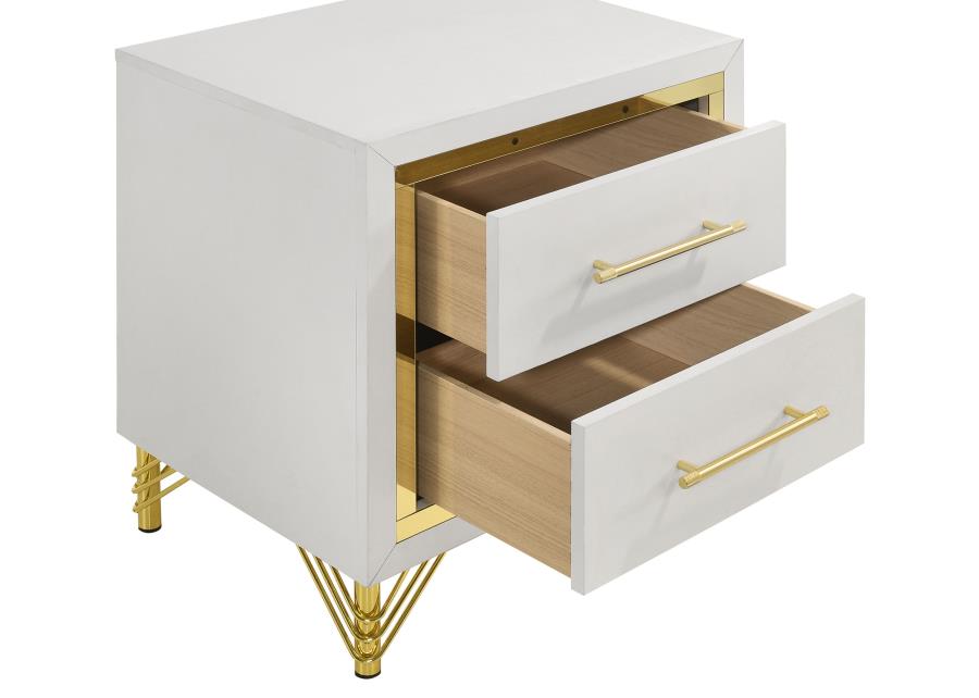 Licelle Nightstand White & Gold