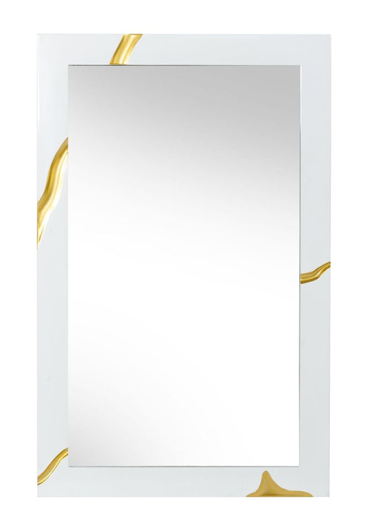 White & Gold Aztec Mirror