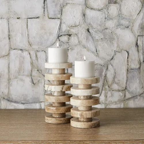 Emora Pillar Candleholders, S/2