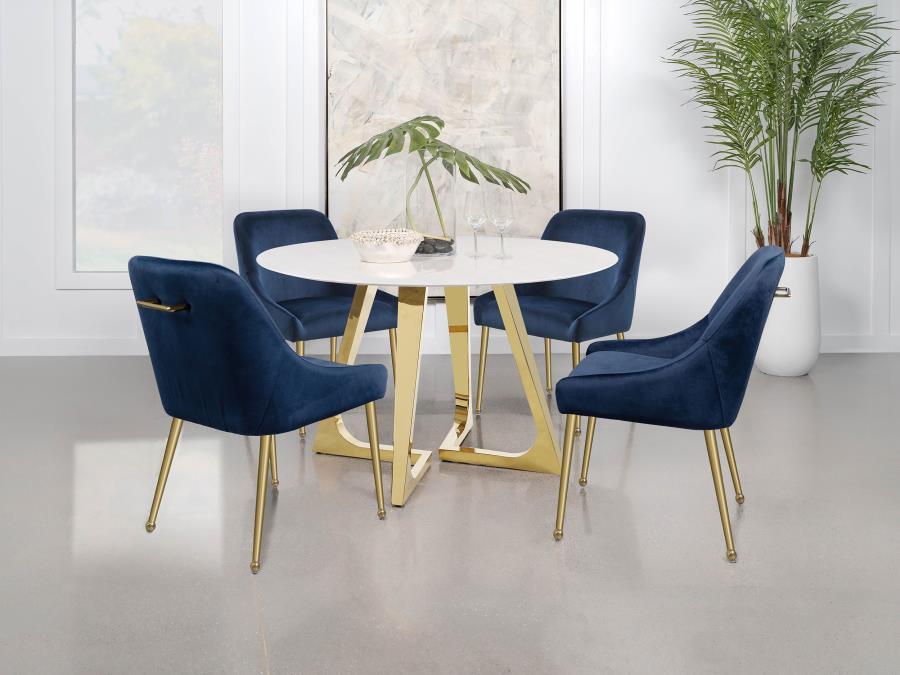 Pyramid Round Marble Top dining Table