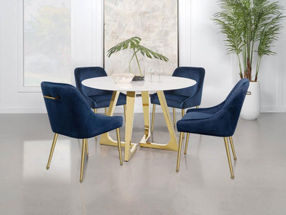 Pyramid Round Marble Top dining Table