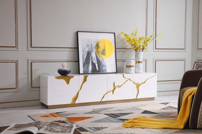 White & Gold TV Stand