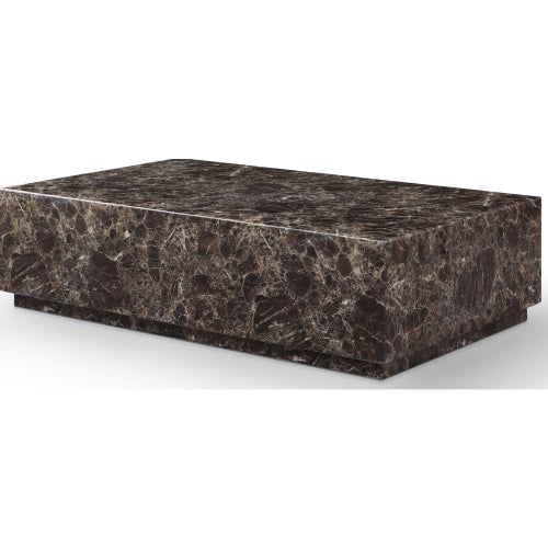 Iris Brown Dark Emperador Rectangle Marble Coffee Table