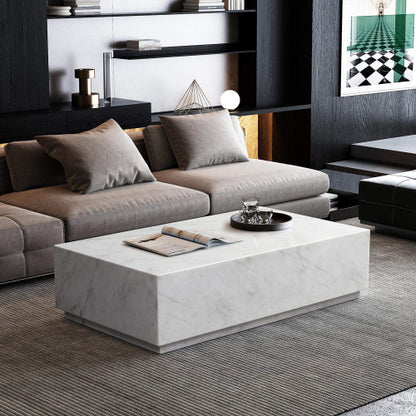 Iris White Rectangle Marble Coffee Table