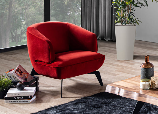 Tessa Red Velvet Accent Chair