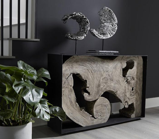 Cast Eroded Wood Circle on Stand
