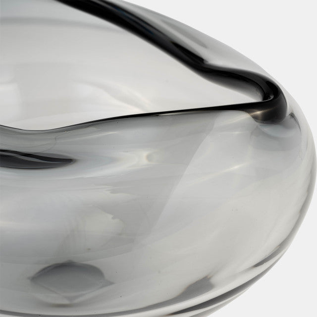Glass, 10"d Irregular Shape Bowl, Smoke