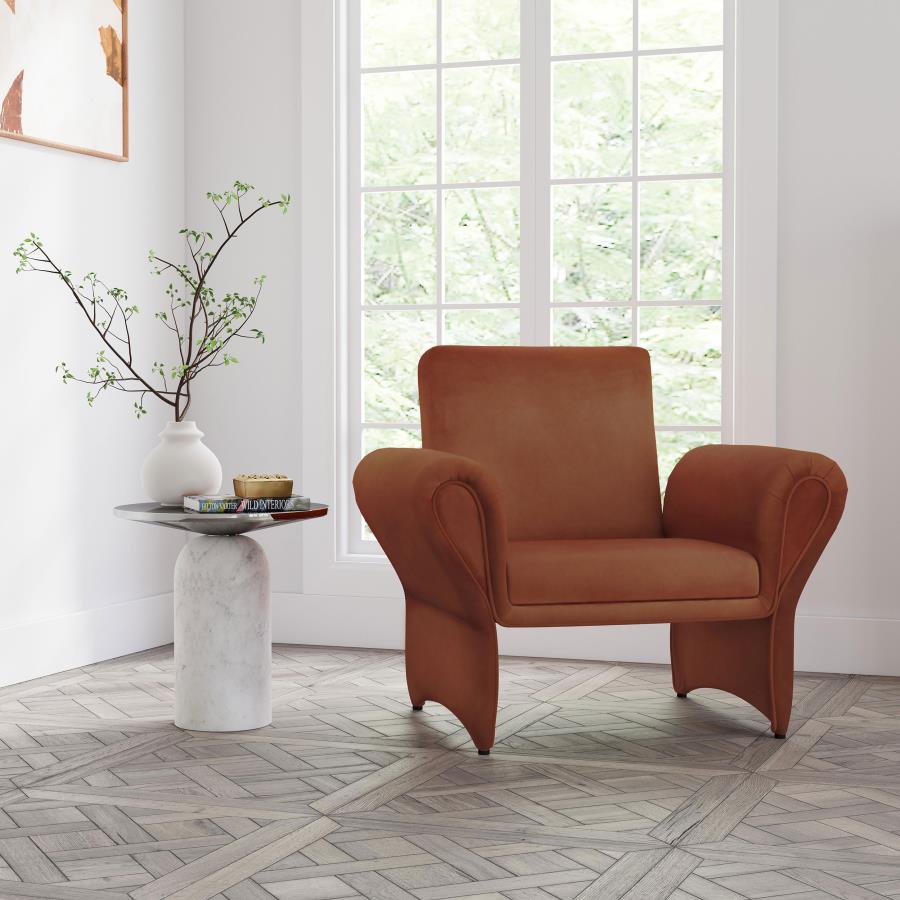 Rust Orange Velvet Accent Chair