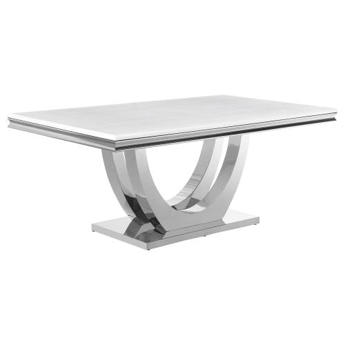 Rectangular White Stone Top Dining Table
