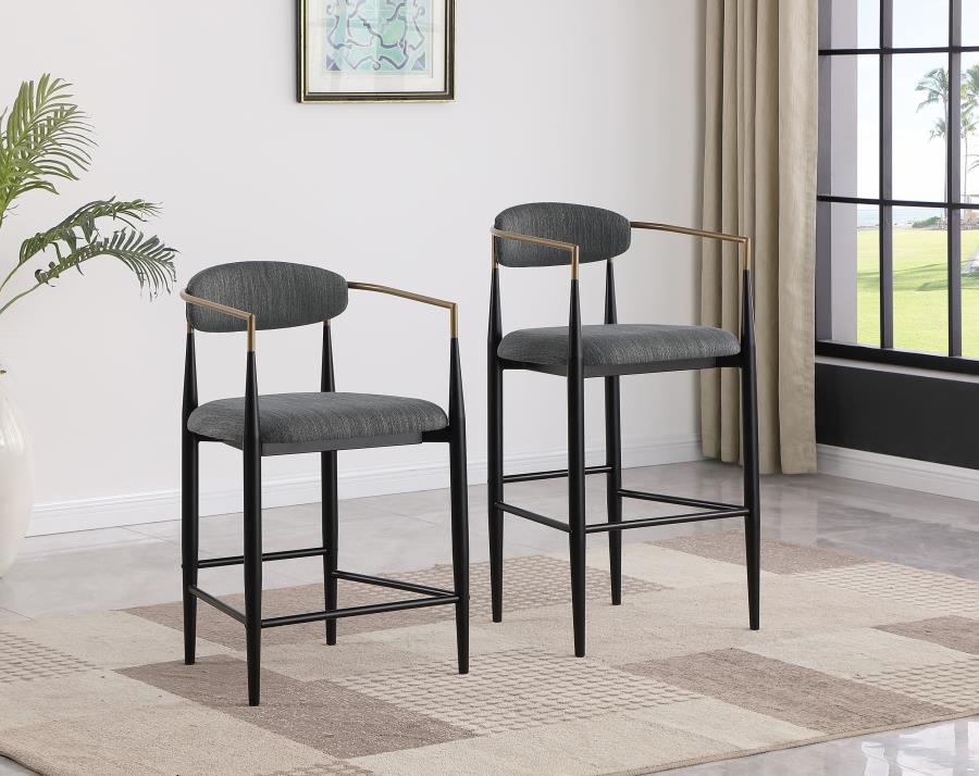 Taylor Dark Grey Fabric Upholstered Counter / Barstool Set of 2