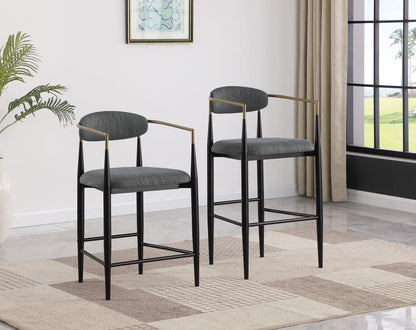 Taylor Dark Grey Fabric Upholstered Counter / Barstool Set of 2