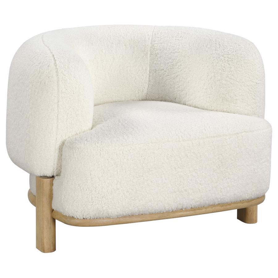 Ivory Upholstered Barrel Back Accent Chair