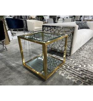 Square Brushed Gold End Table