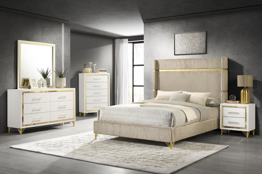 Licelle Nightstand White & Gold